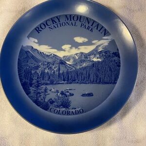 Vtg Colorado Rocky Mountain National Park Souvenir Collector Blue Plate JAPAN